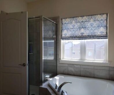 Roman shades bathroom